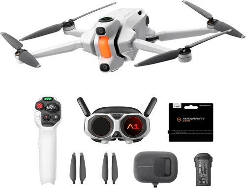 Antigravity Drone A1-360 con plan de cuidado de 1 año, gafas inmersivas, control de movimiento de punto a volar para adultos y principiantes, evitar