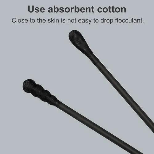 Miniatura 3 de Hisopo limpiador de oídos de doble cabeza altamente absorbente color negro maquillaje espiral algodón hisopo limpiador de oídos Gadget Home Supplies