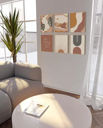 Miniatura 4 de HAUS AND HUES Arte de pared neutro con estampado bohemio, juego de 6 impresiones de arte bohemio de mediados de siglo, arte de pared moderno