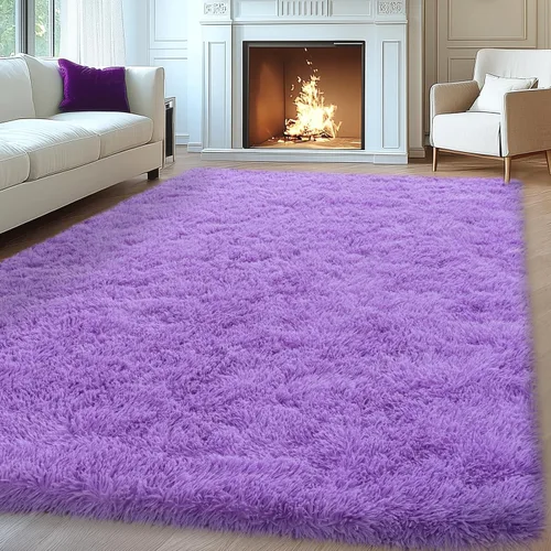 Miniatura 62 de Mugorn - Alfombra de 8 x 10 pies, alfombras grandes, esponjosas, suaves, peludas, antideslizantes, mullidas para interiores, color negro, 8 x 10 pies