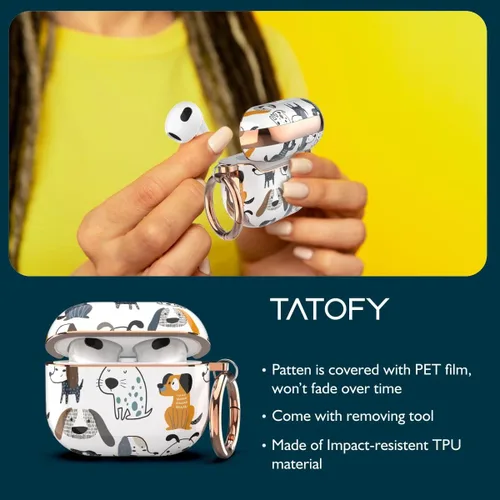 Miniatura 4 de TATOFY Funda para AirPods 3, AirPods 3 para mujer, funda rígida protectora Flora con mosquetón, LED visible, compatible con carga inalámbrica