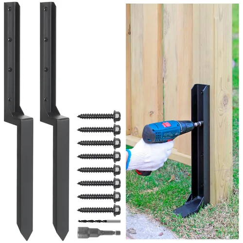 Estacas de reparación de acero para vallas de alta resistencia, punta de anclaje, para la reparación de postes de madera inclinados/roto (paquete de