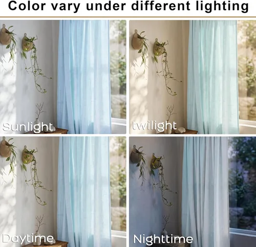 Miniatura 2 de Cortinas de lino azul claro de 90 pulgadas de largo para sala de estar, dormitorio de niñas, guardería, decoración acogedora de verano, bolsillo
