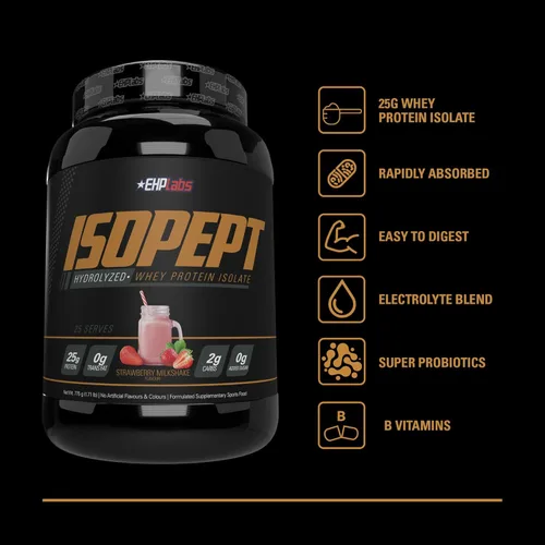 Miniatura 3 de IsoPept Proteína de Suero Hidrolizada en Polvo por EHPlabs - 100% Aislado e Hidrolizado de Proteína de Suero, 27g de Proteína, Sin OMG, Sin Gluten