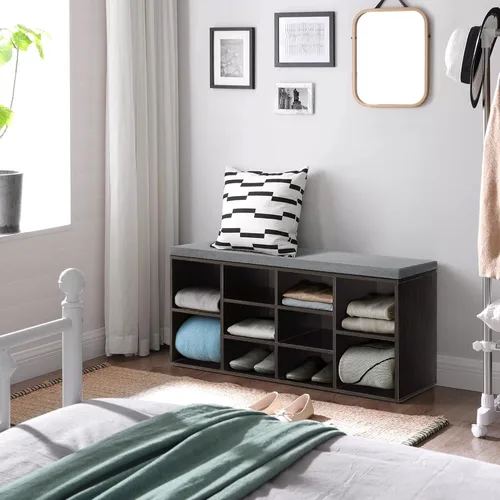 Miniatura 4 de PayLessHere Banco de zapatos – Organizador de zapatos de 10 compartimentos con estante de 3 niveles y estantes ajustables para sala de estar, Negro