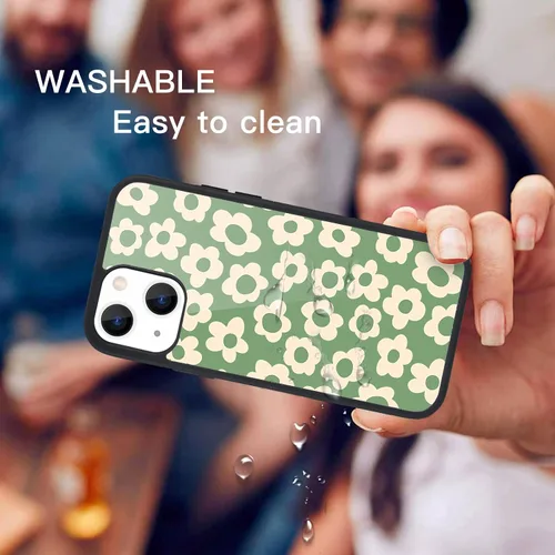 Miniatura 2 de Funda compatible con iPhone 13 para niños y mujeres, diseño divertido de cara, parte trasera dura con negro, divertido y lindo patrón de arte