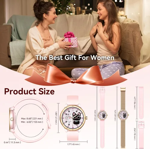 Miniatura 4 de Relojes inteligentes para mujer, pantalla HD, rastreador de actividad física 5ATM, resistente al agua con Bluetooth para hacerresponder llamadas