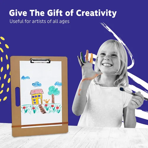 Miniatura 7 de Artlicious Tablero de Dibujo - Tableros de Bocetos de 13 x 17 Pulgadas con Mango para Dibujo Técnico - Portapapeles de Madera Portátil para Clase