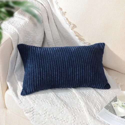Miniatura 5 de Artscope Fundas de Almohada de Pana a Rayas Acogedoras Súper Suaves Decorativas Oblongas Fundas de Almohada Decorativa Fundas de Cojín para Sofá