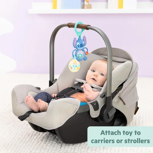Miniatura 6 de Bright Starts Disney Baby Stitch Tummy Tumble - Juguete giratorio para perseguidor de cuentas, para viajes, unisex, juguete de cochecito para recién