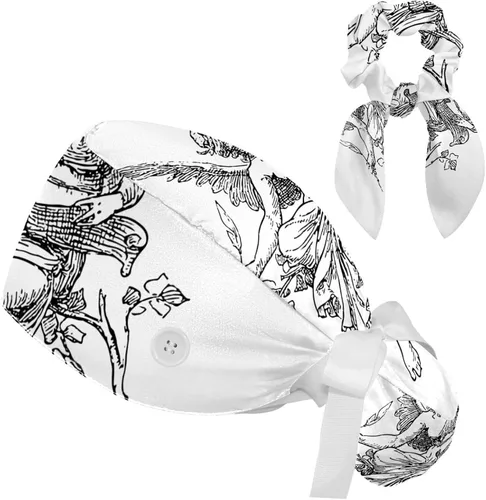 Women's Working Caps with Bow Hair Scrunchy Long Hair Cover Ribbon Lace-Up Hat Sharks Sea Ocean