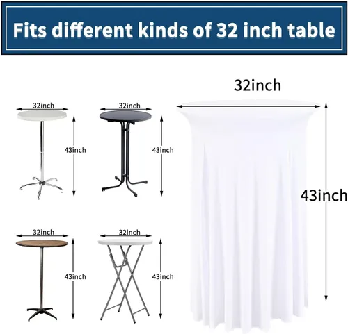 Miniatura 2 de 6 Paquetes de Faldas Redondas para Mesa de Cóctel de 32" x 43" Elastano Extensible Mantel de Cóctel con Cortinas Onduladas, Fundas de Mesa Alta