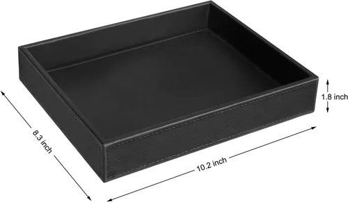 Miniatura 2 de Vixdonos Bandeja de valet, organizador de mesita de noche, bandeja de cuero para perfumes, joyas, llaves y control remoto en mostrador o aparador