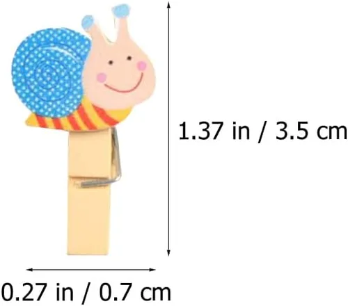 Miniatura 3 de EXCEART Pinzas para la ropa con forma de animal, 50 clips de madera para fotos, manualidades, organización del hogar, clips de dibujo, pequeñas