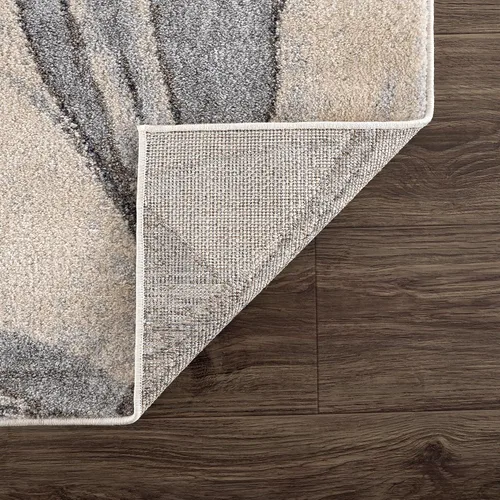 Miniatura 7 de Abani Alfombra contemporánea en capas gris y beige para comedor, de alta calidad, no desprende pelusa, 4 x 6 pies, diseño moderno