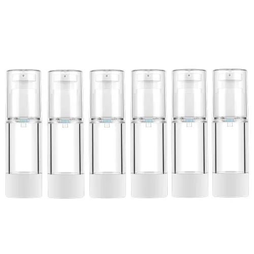 LONGWAY Botella de bomba de crema cosmética transparente sin aire de 1 oz, dispensador de tamaño de viaje, recipientes recargables/fundación botella