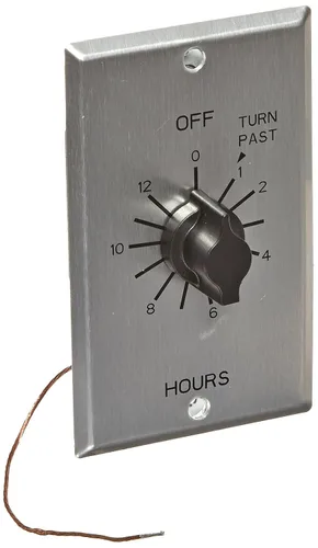 NSI TORK C412H Temporizador giratorio de resorte empotrado en pared con placa de metal de estilo comercial y duración de 12 horas para apagado