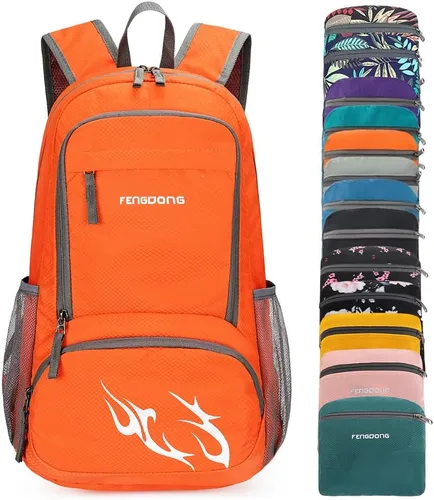 FENGDONG mochila ligera plegable impermeable de 35L, mochila de senderismo pequeña para viajes, para hombres y mujeres