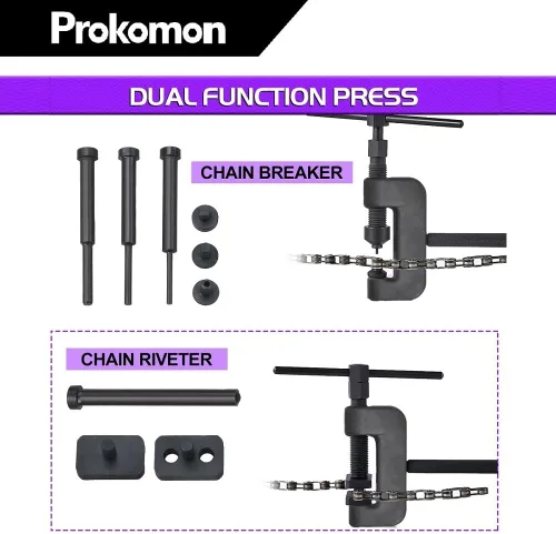 Miniatura 4 de Kit de herramientas para romper cadenas de 13 piezas; herramienta de remache de cadena de motocicleta y ATV, herramienta de extracción de eslabones