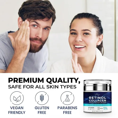 Miniatura 9 de Hidratante facial para la piel envejecida: crema antiarrugas para mujeres mayores y hombres de 50 y 60 años más con retinol, colágeno y ácido
