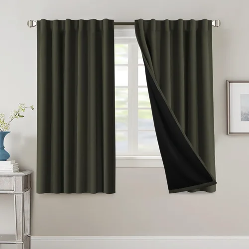 Miniatura 24 de H.VERSAILTEX Cortinas 100% opacas para dormitorio con forro negro, cortinas de oscurecimiento de habitación completa, con aislamiento térmico