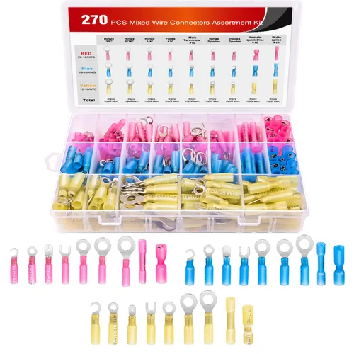 Miniatura 11 de Nilight 200 PCS Conectores de Empalme Termorretráctiles - Conectores de Cable Impermeables - Terminales Eléctricos de Grado Marino Automotriz - Kit