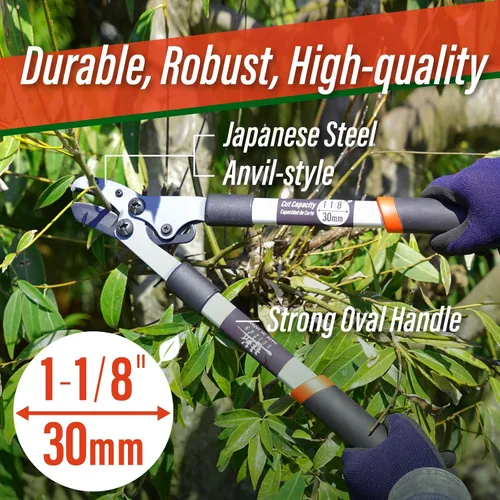 Miniatura 5 de SUIZAN Anvil - Cortador de ramas japonesas de 18 pulgadas - Cortador profesional de ramas japonesas, ligero, compacto, herramientas de jardinería