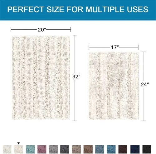 Miniatura 563 de H.VERSAILTEX Tapetes de baño antideslizantes para baño, alfombras de baño extragruesas de felpilla a rayas, tapetes de baño de 47" x 17", alfombras