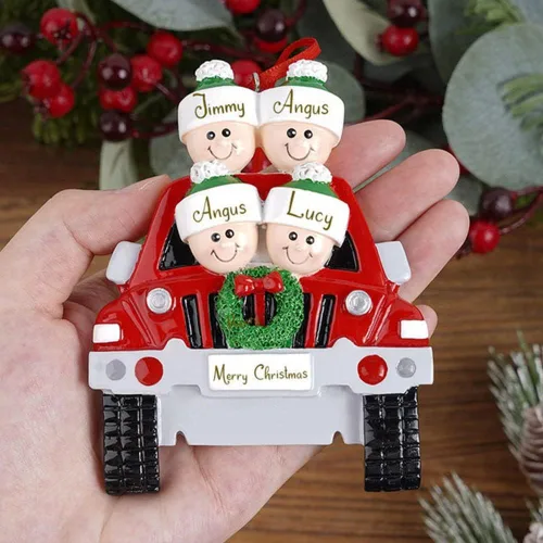 Miniatura 5 de Adornos de Navidad personalizados, adornos de Navidad 2024, adornos grabados personalizados para decoración del árbol de Navidad (Familia de 2)