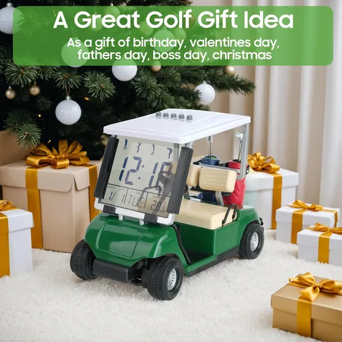 Miniatura 6 de 10L0L Mini carrito de golf, despertador, pantalla LCD, calendario, regalos de golf para hombres, aficionados, golfistas, recuerdo de carrera Verde