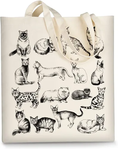 Miniatura 13 de Bolsa de lona AUSVKAI estética para mujer, lindas bolsas de tela reutilizables de algodón para compras, playa, comestibles