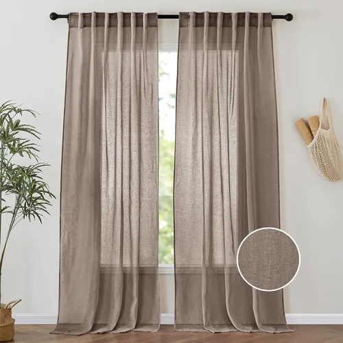 Miniatura 12 de PONY DANCE Cortinas transparentes de 84 pulgadas de largo, filtro de luz de gasa con aspecto de lino semitransparente para decoración del hogar