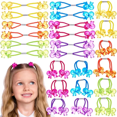Miniatura 21 de 16 piezas Coletas Bolas de 24MM (0.94 in) Elásticos para Cabello Colección Bolas de Coleta de Colores Brillantes Para Niñas y Niños Pequeños Liso