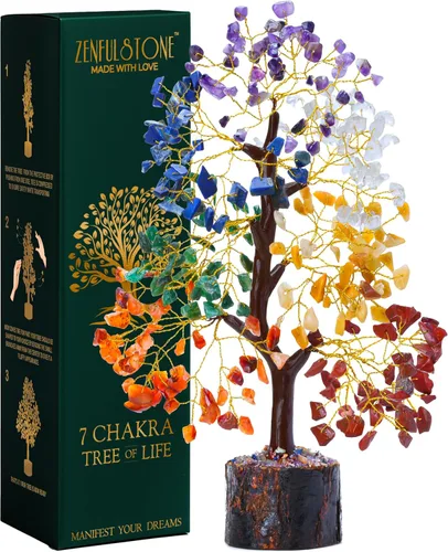 Árbol de cristal de 7 chakras, árbol curativo de piedras preciosas para energía positiva, decoración de árbol de cristal para oficina en casa, árbol