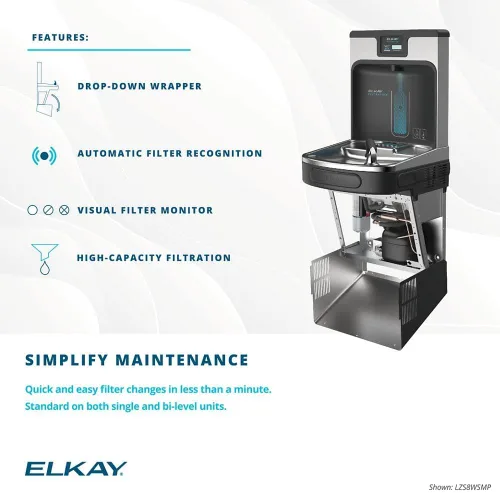 Miniatura 5 de Elkay LZS8WSSP Rellenador de Botella Mejorado & Enfriador ADA Individual Refrigerado de Acero Inoxidable de Alta Capacidad con Wrapper de Goteo