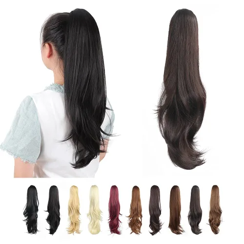 Miniatura 53 de Extensiones de cola de caballo de cabello rubio, extensiones de cola de caballo para mujer, pinza de extensiones de cabello rizado de 12 pulgadas