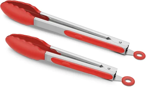 Miniatura 9 de Pinzas de cocina de 9 pulgadas y 12 pulgadas, juego de 2 pinzas de silicona de alta calidad, sin BPA, antiadherentes, acero inoxidable