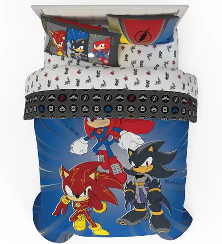 Miniatura 39 de Franco - Juego de ropa de cama coleccionable Nintendo Donkey Kong, 5 piezas, edredón reversible supersuave y juego de sábanas con funda, tamaño Rojo