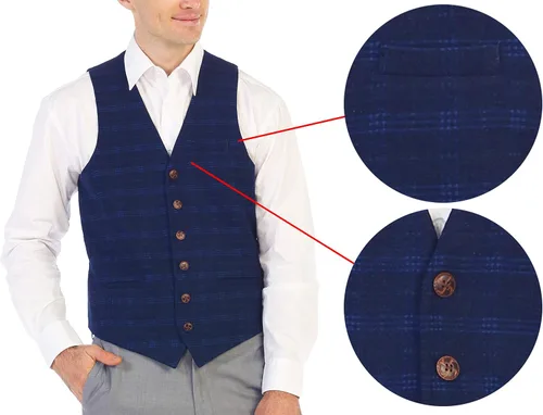 Miniatura 32 de Gioberti Chaleco de tweed formal de 6 botones para hombres