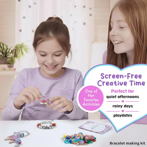 Miniatura 11 de Kit para hacer pulseras con abalorios y juguete de unicornio/sirena para niñas: ideal para manualidades para niñas de 8 a 12 años que inspiran