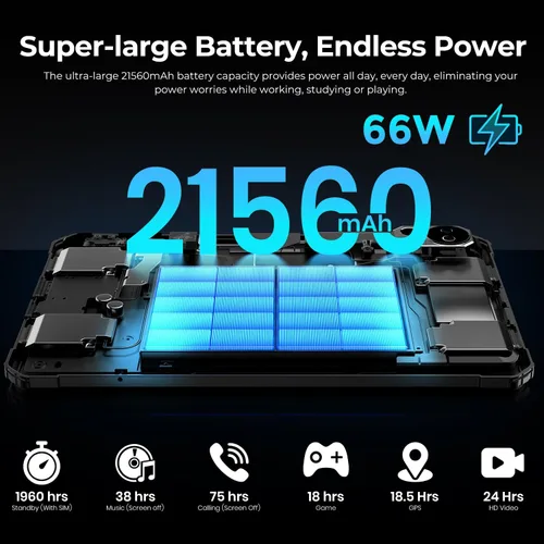 Miniatura 3 de FOSSIBOT DT3 5G Android 15 Tablet resistente, 32 GB+256 GB de almacenamiento, batería de 21560 mAh, tableta Windows resistente, tableta impermeable