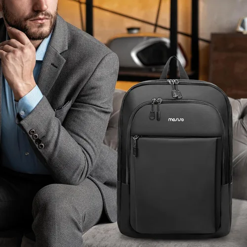 Miniatura 7 de MOSISO Mochila para laptop, mochila compacta y delgada para computadora, bolsa de viaje para computadora portátil, mochila casual con correa de Negro