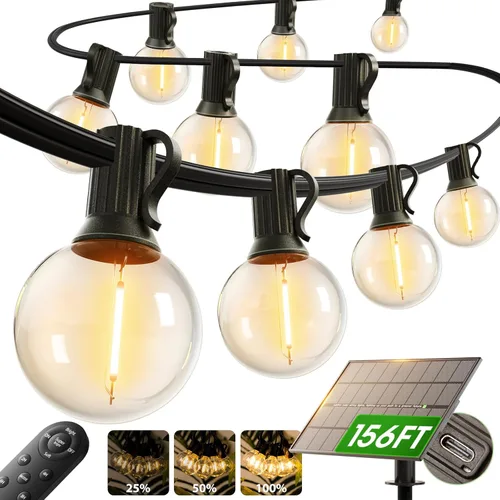 Miniatura 13 de addlon Cadena de luces solares para exteriores de 25 pies con alimentación solar, resistente al agua con control remoto, cadena de luces solares