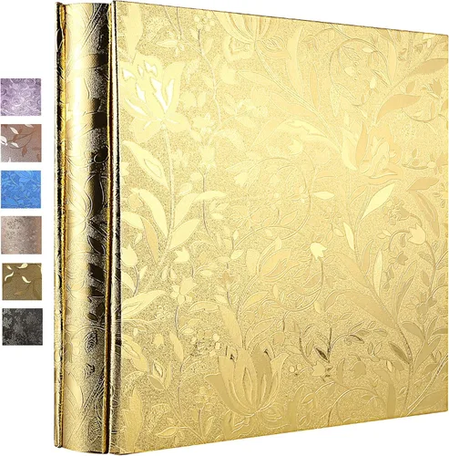 Vienrose - Álbum de fotos 4x6, libro grande de fotos con 600 compartimentos, funda de piel sintética PU para álbum de boda, bebé, graduación Oro de