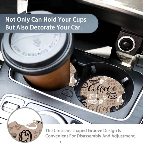 Miniatura 6 de TUBAMQ Posavasos de automóvil para portavasos de automóvil, paquete de 2 posavasos de cerámica absorbente de café, lindo soporte para tazas