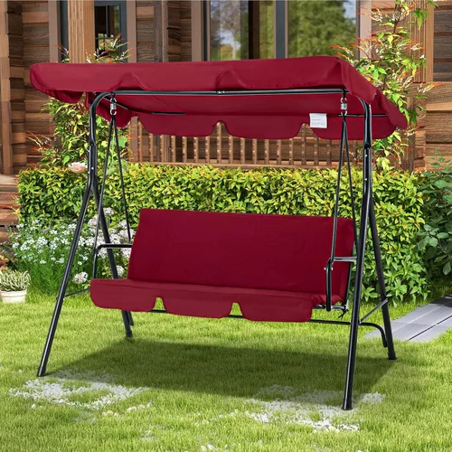 Miniatura 11 de Esright Columpios de Patio para Exteriores, Columpios de Patio Deslizadores de 3 Asientos con Cojín Extraíble y Toldo Ajustable, Banco de Porche