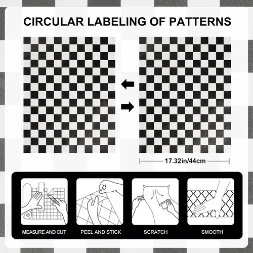 Miniatura 5 de Papel tapiz de tablero de ajedrez para despegar y pegar, papel de pared blanco y negro de 17.3 x 160 pulgadas, papel de contacto de mosaico