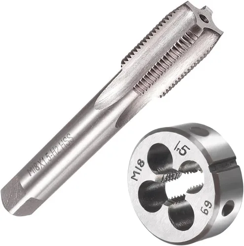 M18 X 1.5 Métrico Grifo y Troquel Set M18 X 0.059 in HSS Recto Estriado Máquina Rosca Mano Derecha Tornillo Macho y Troquel de Roscado Redondo