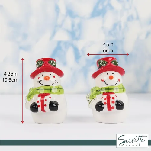Miniatura 5 de Juego de salero y pimentero navideño - Muñeco de nieve con regalos