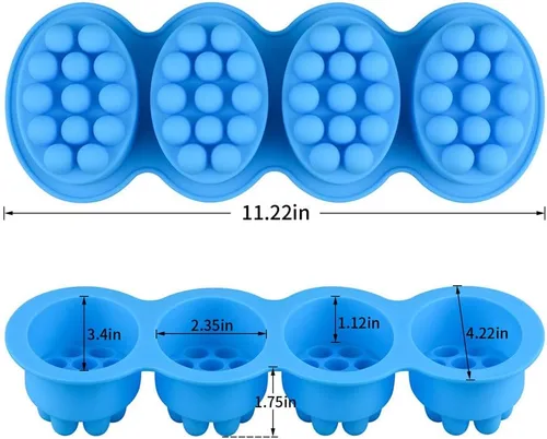 Miniatura 2 de 2 moldes de silicona Emfure Massage para jabones, 4.5 onzas, moldes únicos de barra de jabón para el cabello en casa (azul y rosa)